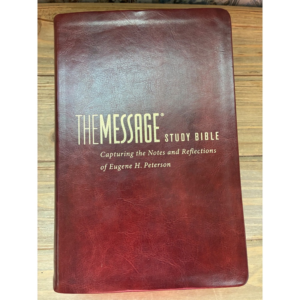 The Message Study Bible Eugene H Peterson Burgundy Leather Look NavPress